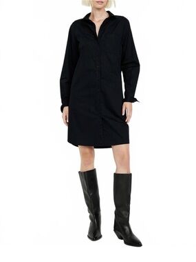 Old Navy Black Button-Front Shirt Dress